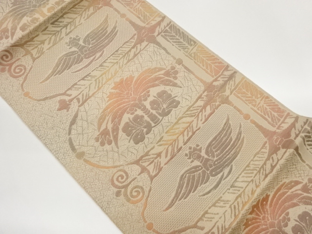 JAPANESE NAGOYA OBI / WOVEN FLOWER & GEOMETRIC